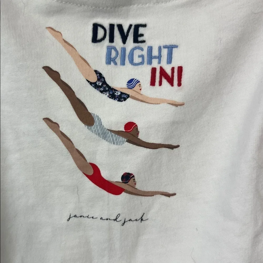 Janie and Jack White embroidered Dive Right In Tee size 12-18 months NWT